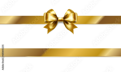 シンプルなサテンのリボン（水平・ゴールド）