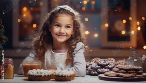A Sweet Moment  Little Girl Enjoying a Table Full of Cookies