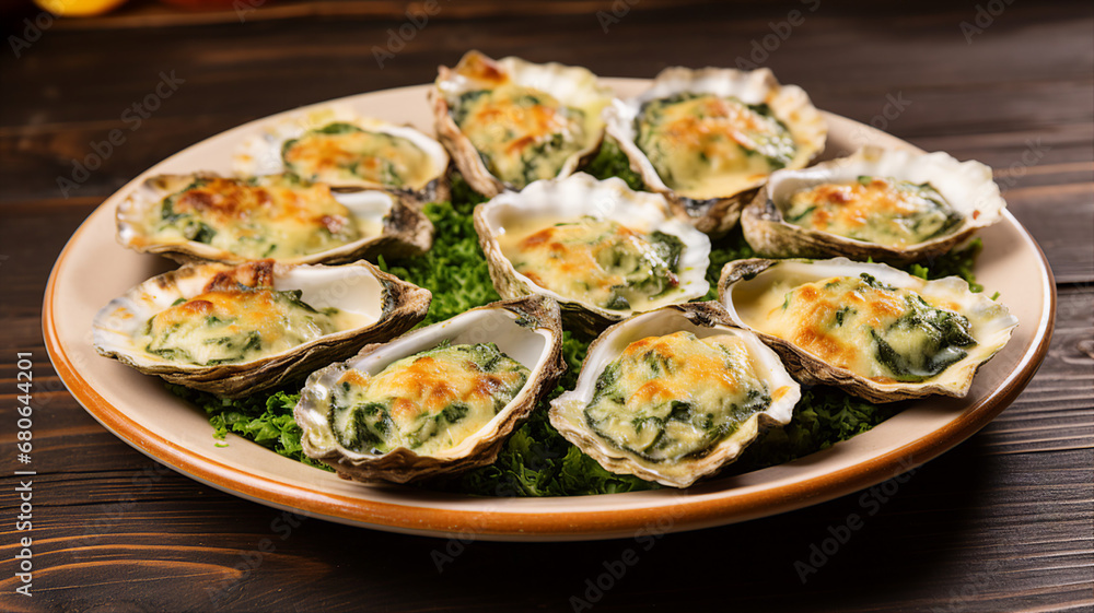 Gourmet Oysters Rockefeller on the Half Shell