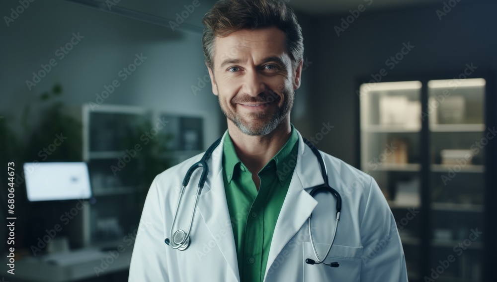 A Professional Scientist in a White Coat and Green Shirt A Professional Scientist in a White Coat and Green Shirt