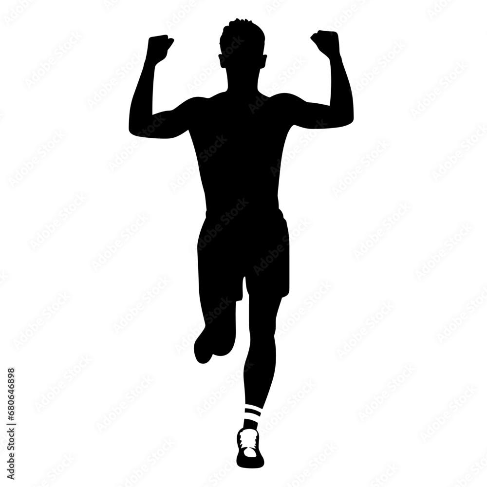 Man runner black icon on white background. Male runner silhouette
