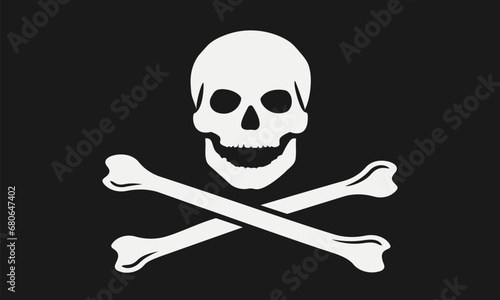 Skull and Crossbones, Jolly Roger, Pirate's Flag, Vector Illustration
