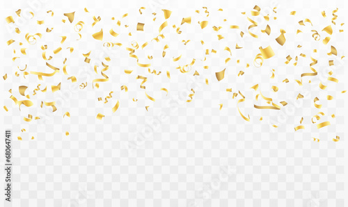 Gilded Confetti, Streamers and Tinsel on a Transparent Background