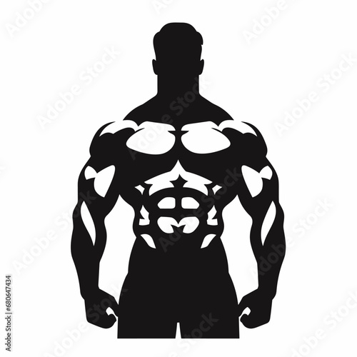 Bodybuilder black icon on white background. Bodybuilder silhouette