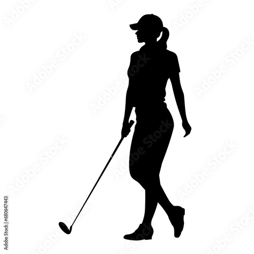 Golf player black icon on white background. Golf player silhouette
