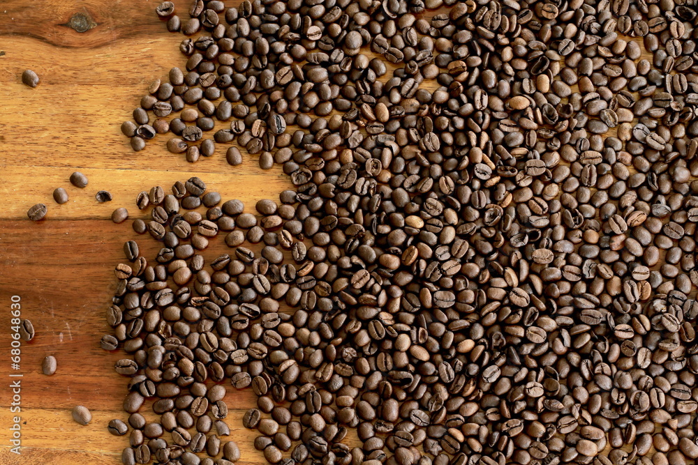 Obraz premium roasted coffee beans on display no people stock image stock photo