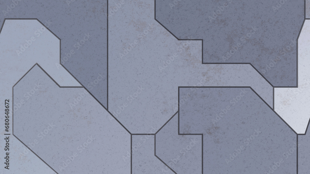 Fototapeta premium Metallic Sci-Fi Panels Spaceship hull. Futuristic geometric pattern and texture. Technology concept.