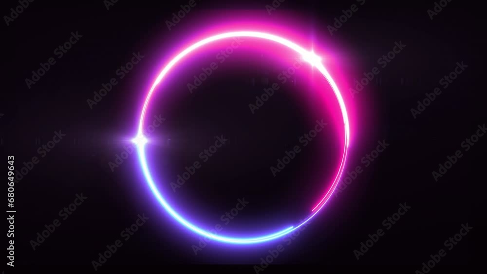 Abstract background blue red spectrum fluorescent light with neon circle LED animation 3D rendering Abstract background blue red spectrum fluorescent light with neon circle LED animation 3D rendering