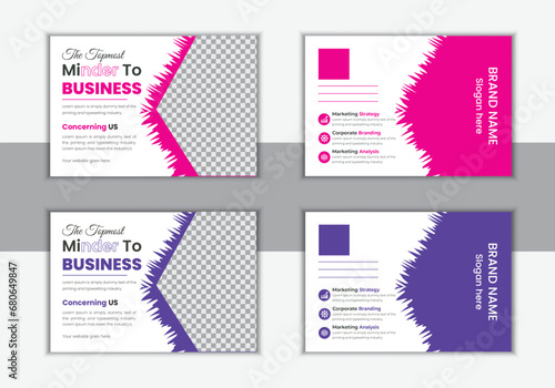 Vector creative business postcard template.
 stylist corporate business postcard template.
 Digital postcard design template.
 