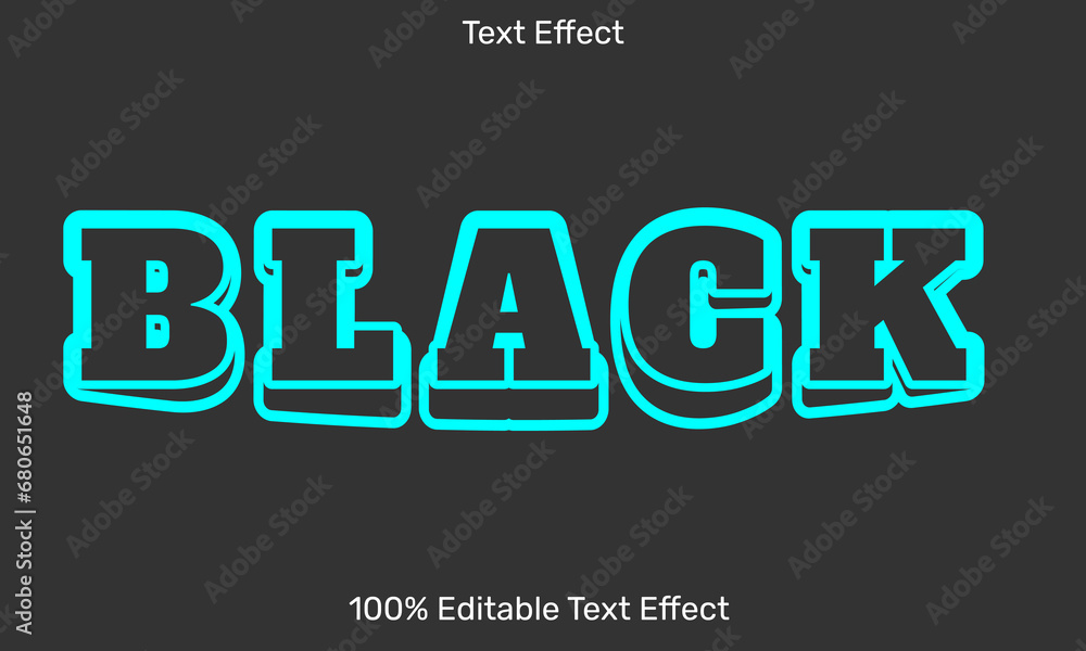 Black text effect in 3d