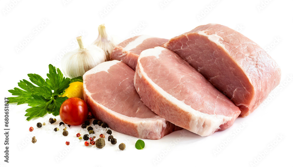Raw pork meat isolated on white background, cut out Raw pork meat isolated on white background, cut out