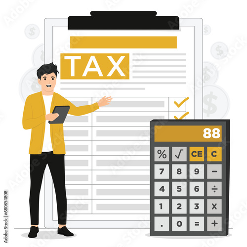 Flat vector paper tax filing income statement