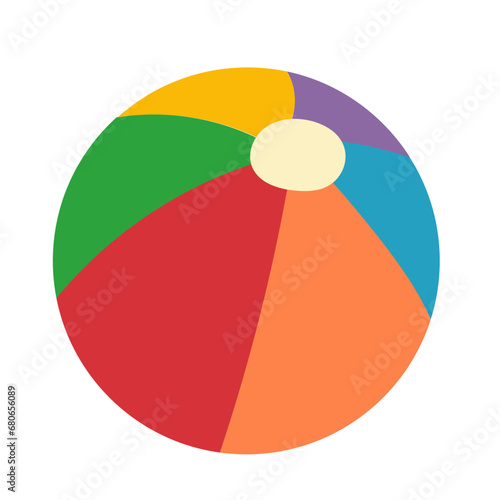 Rainbow colors beach ball isolated on white background, kids toys