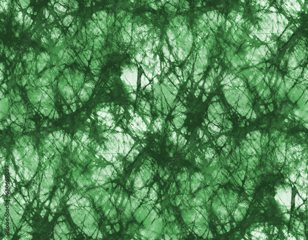 Green and white tie dye or batik texture - abstract background. - obrazy, fototapety, plakaty 