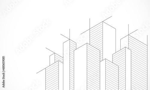 Architectural drawing with building construction