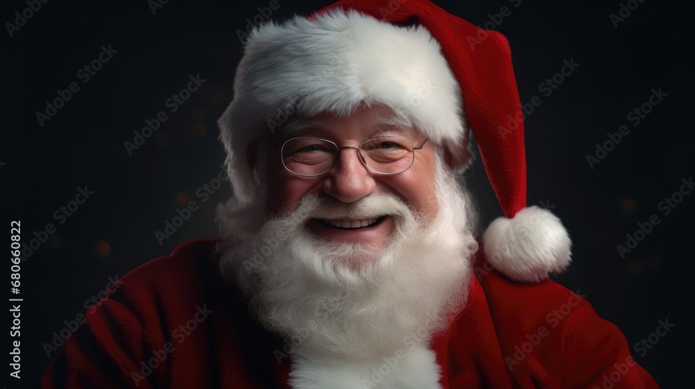 Portrait of a shocked Santa Claus, Christmas discounts, in a red suit, Christmas card Portrait of a shocked Santa Claus, Christmas discounts, in a red suit, Christmas card