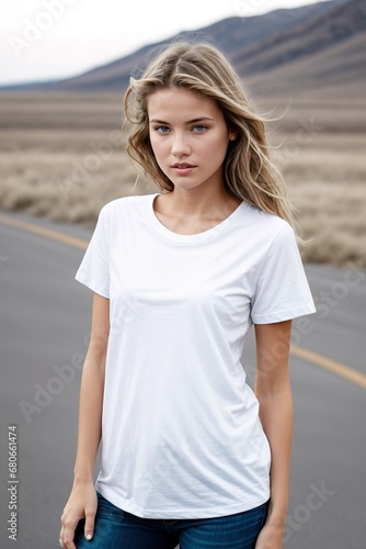 Young Female Models in Plain White T-Shirts Mockup