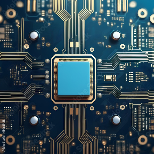 futuristic computer circuit board with cpu