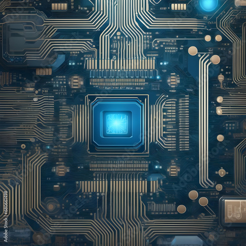 futuristic computer circuit board with cpu