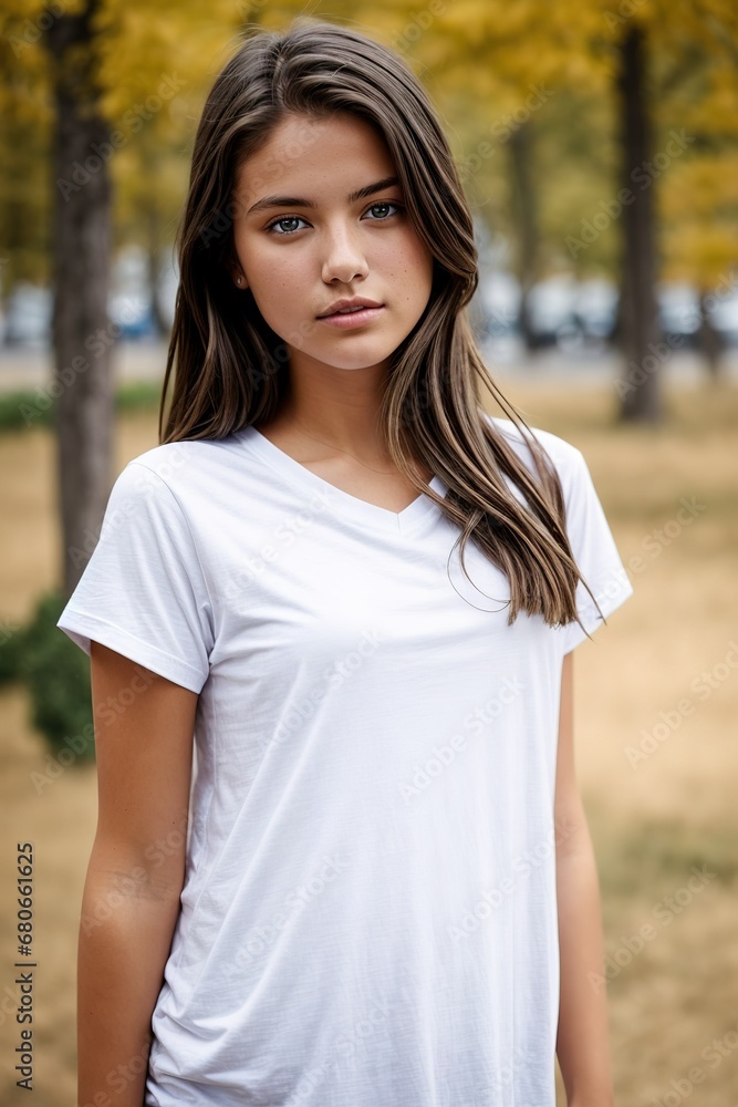 Young Female Models in Plain White T-Shirts Mockup
