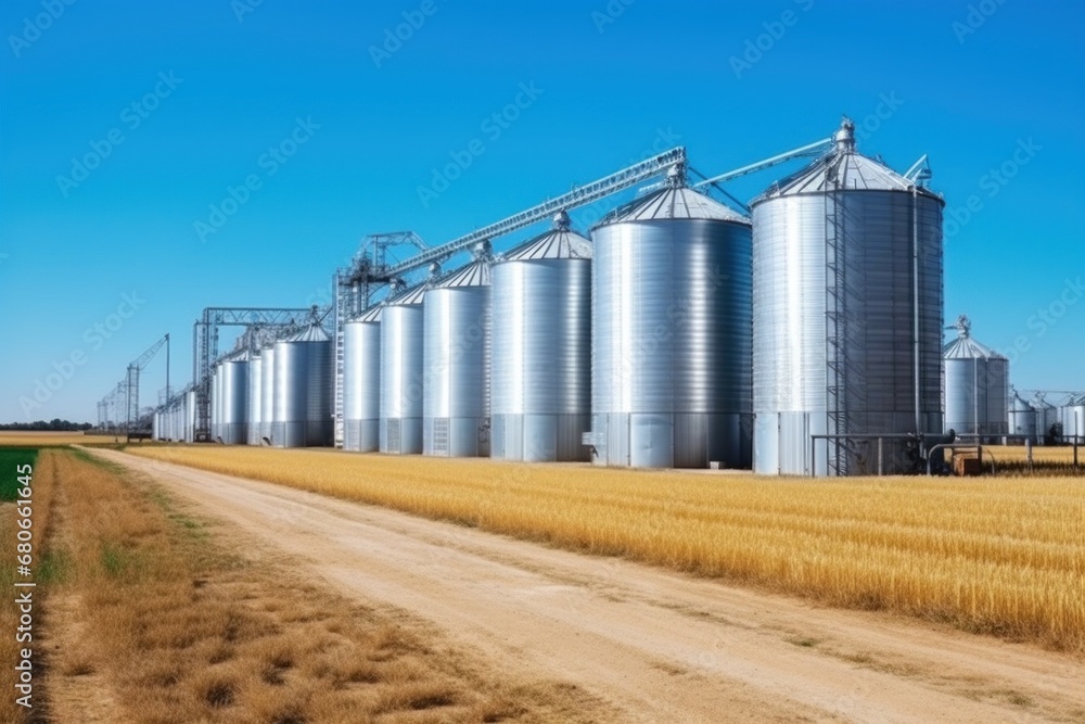 grain silos in the field