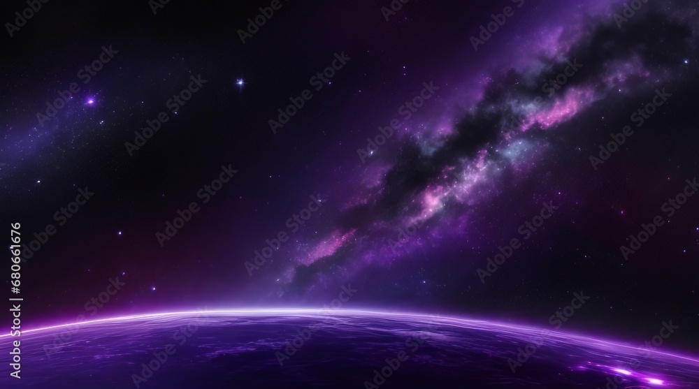 Galaxy space wallpaper, in the style of dark violet and light violet, realistic usage of light and color