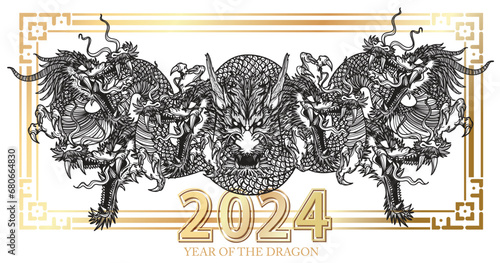 happy new year festival 2024 7 headed dragon year of the Dragon