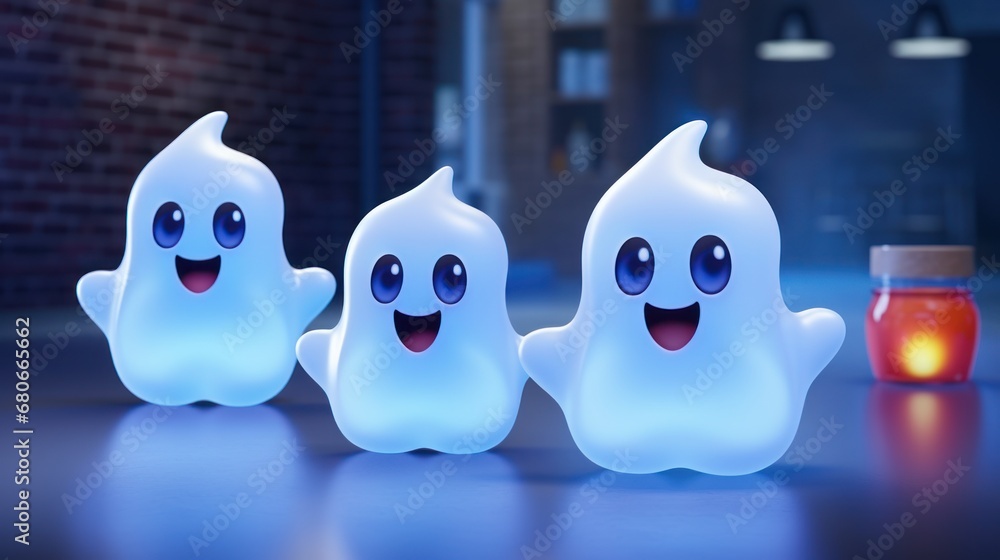 Obraz premium 3d cute ghost made with AI UHD wallpaper