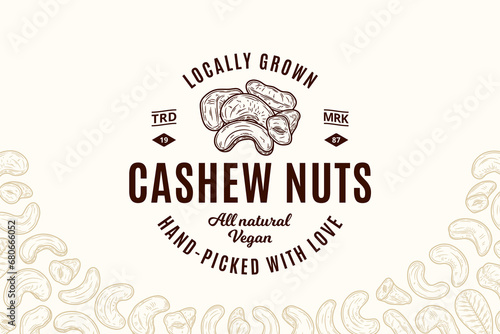 Vector cashew nuts logo design template. Cashew nut kernels