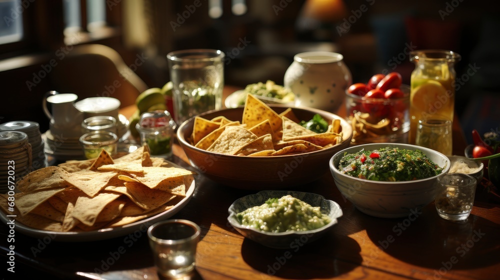 Mexican Food Concept Tortilla Chips Guacamole, Background Images, Hd Wallpapers, Background Image