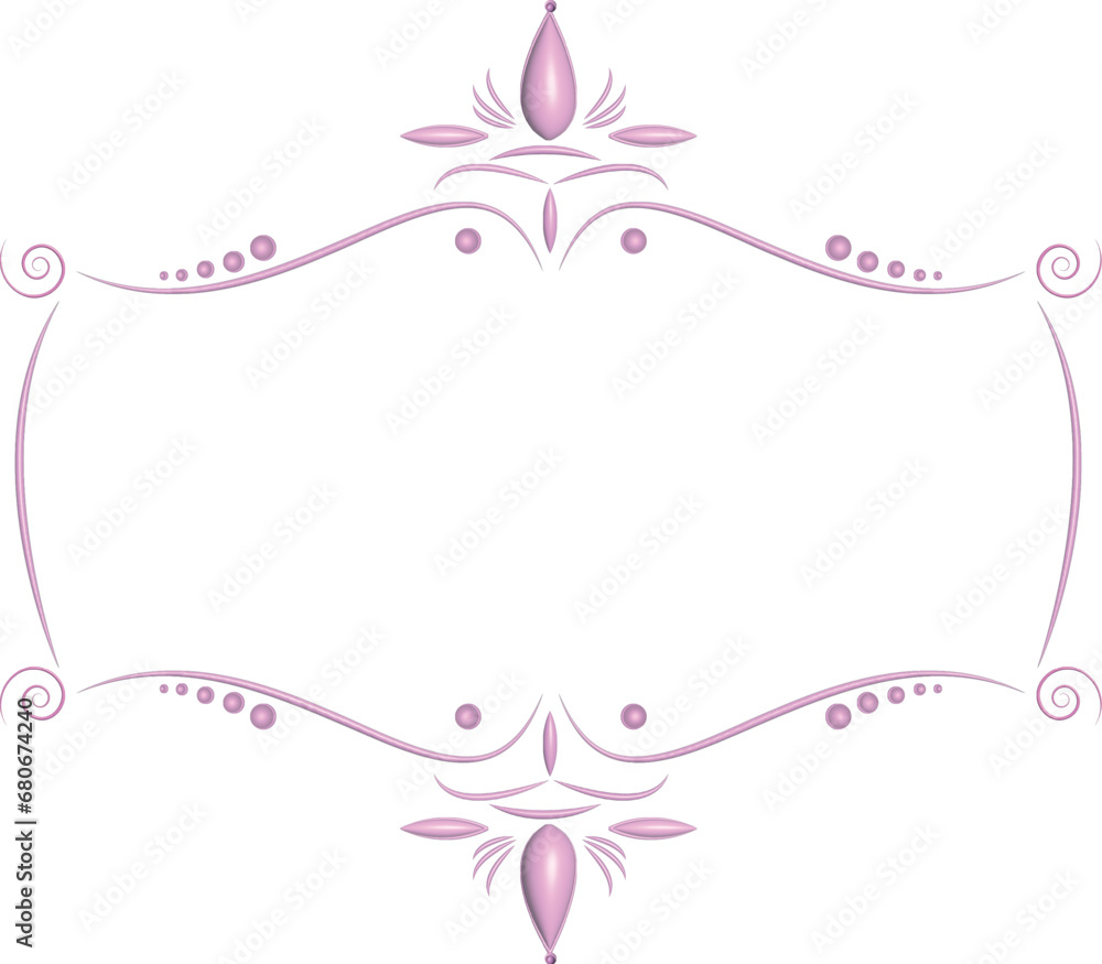 Decorative banner with pink plastic ornament. Design elements for invitations, greeting card, frame, wedding invitation, logo. Vector illustration