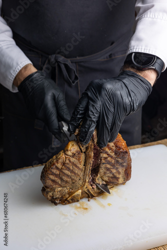 Perfect Grilled T-Bone Steak. Close-up