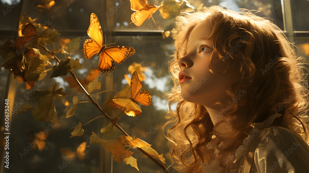 Girl with butterflies