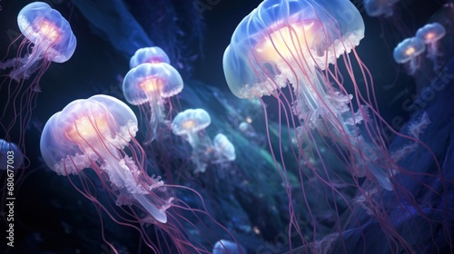 jelly fish swimming in aquarium