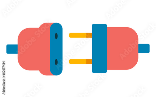 Plug connect electric socket wire disconnect error concept. Vector flat graphic design illustration