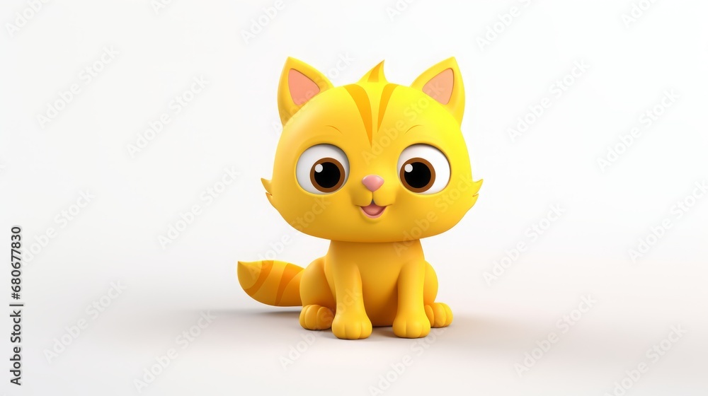 Fototapeta premium cartoon kitten yellow.
