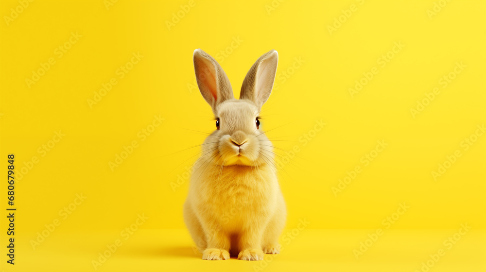 Funny Easter bunny on a yellow background. Funny Easter bunny on a yellow background.