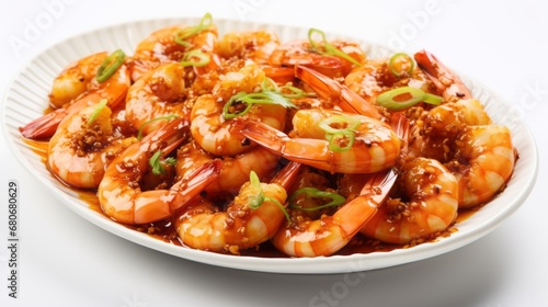 Shrimp in a plate on the table. Background for text.