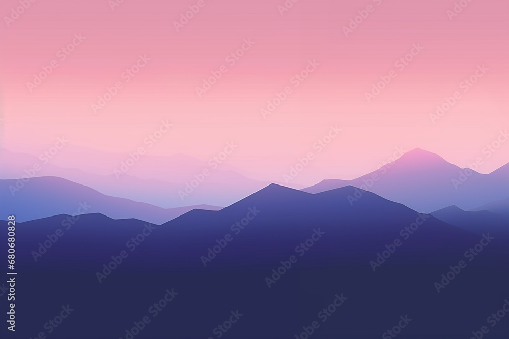 Illustration of a mountain in a fog, in a minimalistic style, gradient. For design as a background, banner, in printed products, websites, in applications, in social networks