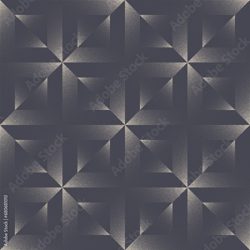 Luxury Geometric Seamless Pattern Trend Vector Dot Work Abstract Background. Endless Luxurious Geometry Graphic Abstraction Textile Design Repetitive Wallpaper. Halftone Loopable Art Illustration