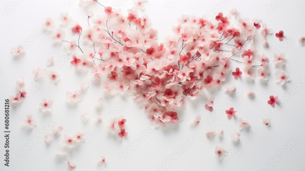  a close up of a bunch of flowers on a white surface with red and white petals in the middle of the petals and the petals in the middle of the petals.