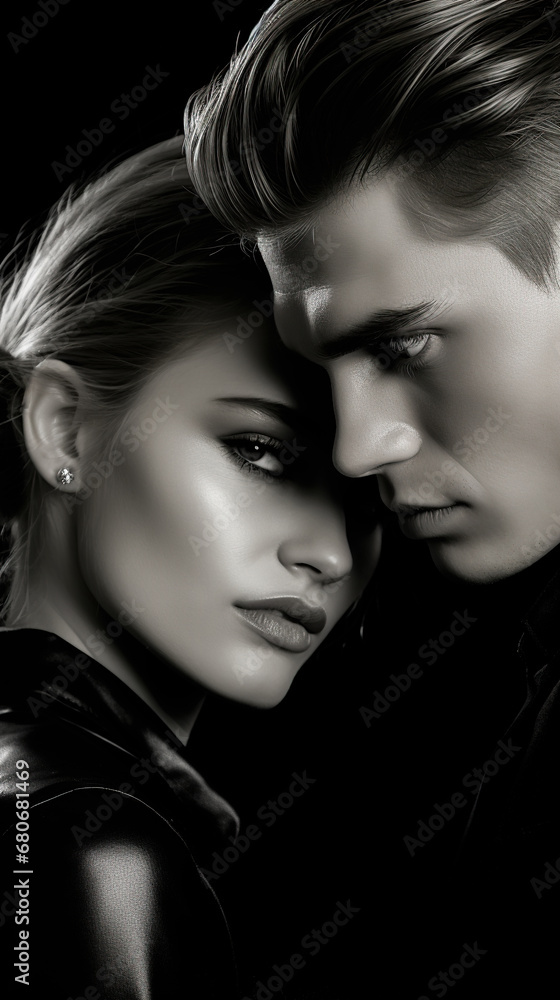 Man and woman. Tenderness and love. Black and white. Minimalism. Close-up. Man and woman. Tenderness and love. Black and white. Minimalism. Close-up.
