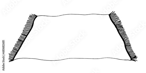 Rug in doodle style with black line fringe