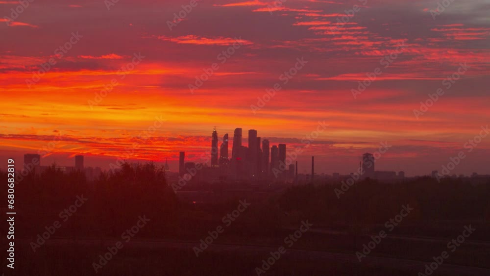 Sunrise timelapse moscow city skyline cityscapes modern city panorama 4k Sunrise timelapse moscow city skyline cityscapes modern city panorama 4k