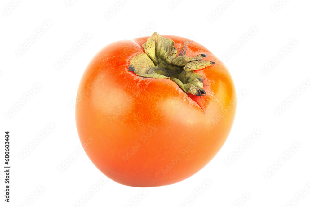 Ripe orange persimmon fruit isolated on white background. File contains clipping path. Full depth of field. Ripe orange persimmon fruit isolated on white background. File contains clipping path. Full depth of field.