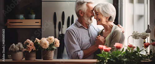 Old couple living together happily  concept of loving each other forever.