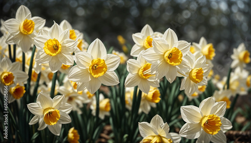 Exquisite and fragrant sweet-scented narcissus, also known as daffodils - AI Generative