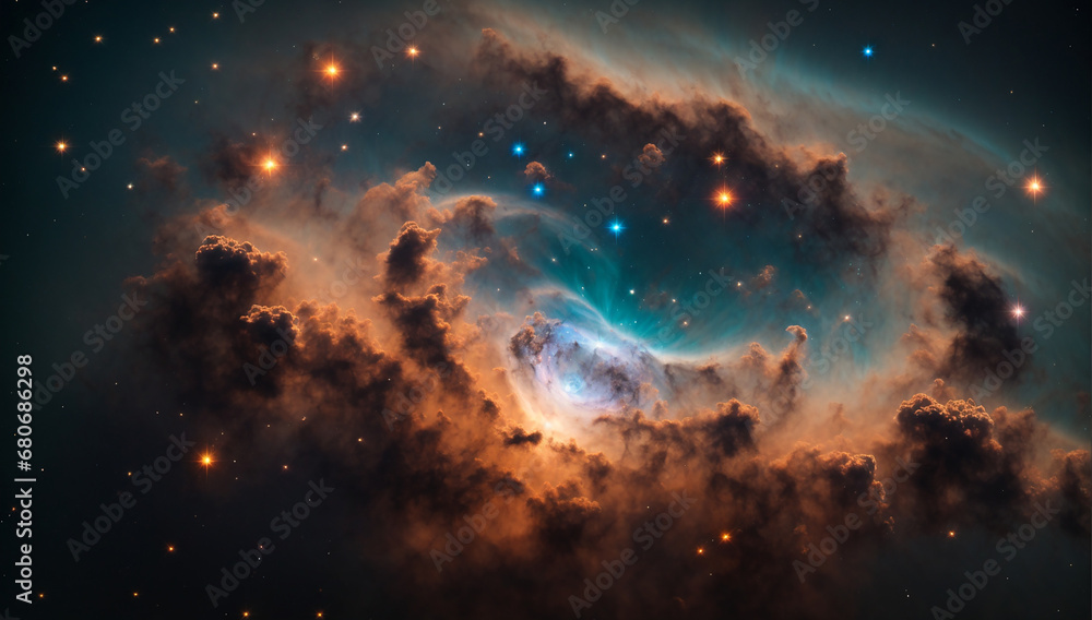 Fototapeta premium Exquisite and intricate planetary nebula, with delicate shells of gas expanding into space - AI Generative