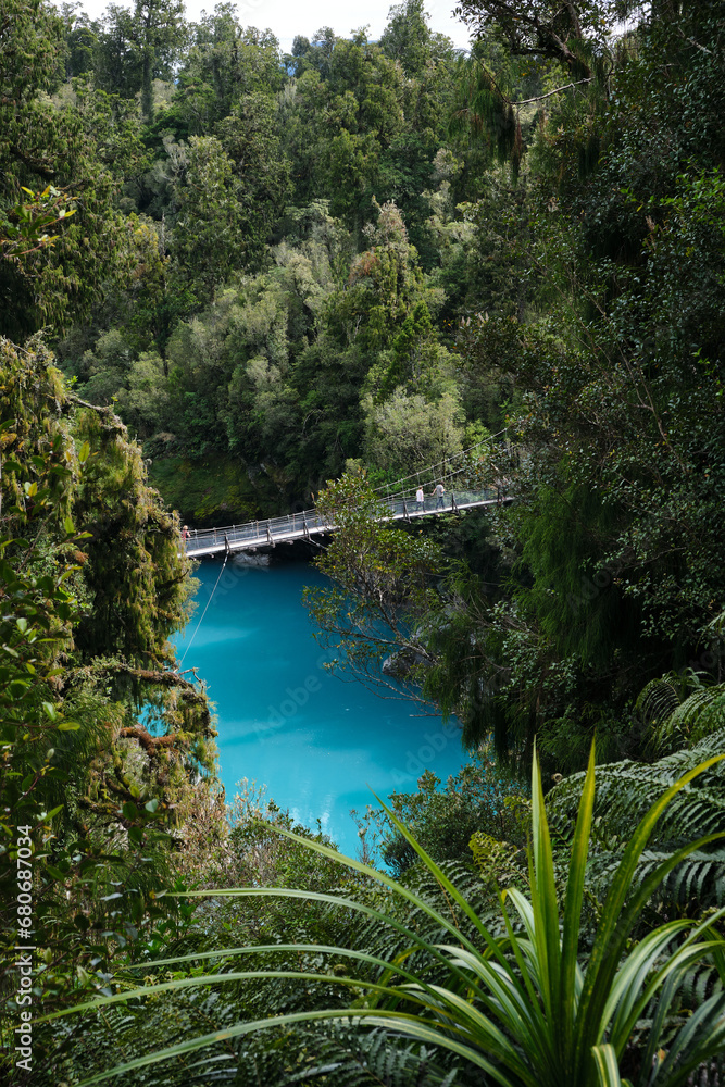 Suspended Bridge at the Hokitika Gorges in NEw Zealand Suspended Bridge at the Hokitika Gorges in NEw Zealand