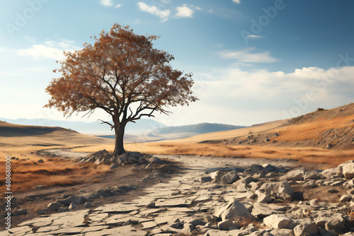 lonely tree in dessert ,